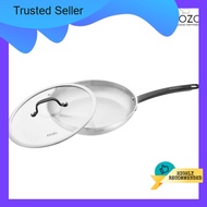 [ LOCAL READY STOCKS ] iGOZO 28CM ELITE 304 STAINLESS STEEL FRYPAN + GLASS LID KUALI GORENG DAPUR COOKWARE KITCHENWARE