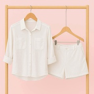 Women's Outfits Shorts and Long-Sleeved Shirts in Loose Fabric. Set of 8 Youthful Colors - LIGHTNING