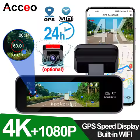 ACCEO B63 4K Dashcam Buiil-in WIFI Video Recorder Night Vision 1080P Car Rear Camera CAR DVR Support