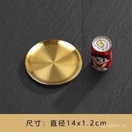 YQ Korean Style304Disc Stainless Steel Plate Golden Tray Barbecue Plate Household Restaurant Shallow Plate Bone Meal Sau