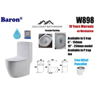 Baron W898 Tornado flushing Rimless WC Toilet bowl wash closet