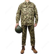 American Retro Pacific Duck Hunter Camouflage Suit Blood Battle Hacksaw Ridge Replica Loose Overalls