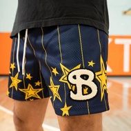 Summer BKTSQD Star Shorts Men's Basketball Shorts Casual Beach Pants Mesh Quick Drying Breathable Lo