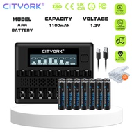 CITYORK 1.2V Ni-MH AAA Rechargeable Batteries 1100mAh 3A with 1.2v AAA/AA Battery charger
