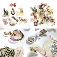 🇯🇵🦢🏰 Metallic Gold Tracing Paper Japan Bullet Journal Deco Sticker Set 大碼日本夢幻公主風 金屬磨砂透明紙質 粒粒手帳貼紙包 Un