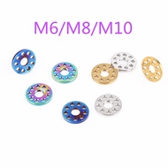 Titanium Washer M6 M8 M10 Spacer Nine Hole Gaskets for Motorcycle CarM6/M8 OD=16mm,M10 OD=22mm Titanium Drilled Bolt Spacer Washer for Motorcycle Modification 9 Holes Washers