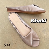 SM Megan Kasut Perempuan Plus Size Women Plain Skin-friendly Waterproof Satin Peep Toe Low High Comf