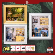 [Frame] DIY Mini House Mini Shop Cafe LED Light Dust Cover Educational Toys for Kids Rumah Mini Anak