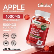Careleaf - ACV Gummies - 1000mg ACV, With  Beetroot, Vitamin B12 & B6 - Vegan, Halal, Non-GMO, Glute
