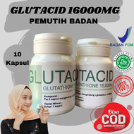 PROMO GLUTACID 16000 MG Pemutih badan Isi 10 Kapsul Glutacid Whitening Ori Colagen Asli BPOM Pencerah Kulit Permanen Putih Natural Glutamen Original - by Barokah Natural Herbal