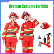 Fireman Costumes for Kids Sam Firefighter Firetruck Boy Girl Party Career Uniform Work Cosplay RoleP