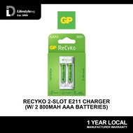 GP ReCyko 2-Slot E211 Charger (w/ 2 800mAh AAA batteries)