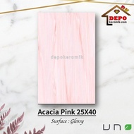 UNO Acacia Pink 25x40 Kw1 Keramik Dinding Kamar Mandi Dapur Marble