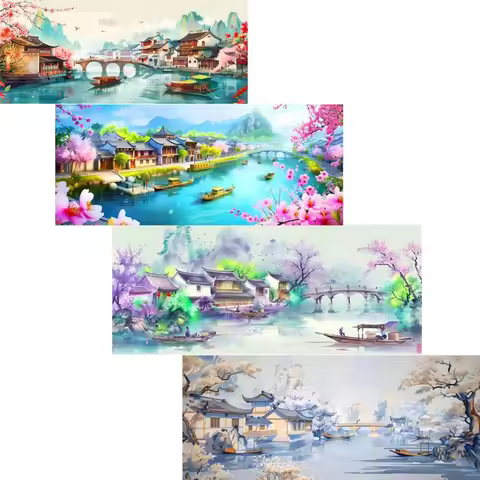 11CT 9CT Four Seasons Embroidery DIY Chinese Style Printed Kits Cross Stitch Thread Needlework Sets 