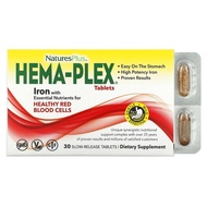 ❤️ Nature's Plus, Hema-Plex, Iron with Essential Nutrients for Healthy Red Blood Cells , 30 Slow Rel