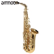 [ammoon]Eb Alto Saxophone E Flat Sax 802 Key Type Woodwind Instrument with Cleaning Brush Cloth Gloves Strap Padded Case