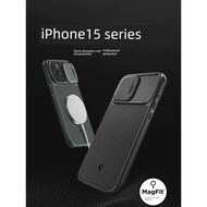 Spigen 適用于蘋果iphone15pro max手機殼MagSafe磁吸保護套新款15pro鏡頭保護硅膠高檔全包防摔男士磨砂殼