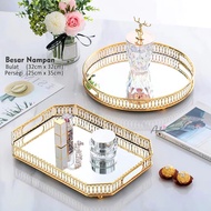 Round Glass Tray | Home Decoration Tray Luxury Tray | Aesthetic Glass Tray Home Decoration/ Eid Glas