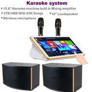 Karaoke system,15.6'' ECHO Karaoke machine built in Mixing amplifier,10''Loudspeaker,Wireless microphone,3TB HDD With 65K Songs,Multi-Language songs on cloud,Android KTV Dual system.
