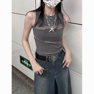 y2k y2k Top Millennium Style American Stitching Threaded Camisole Women's Summer Niche Hot Girl Slim