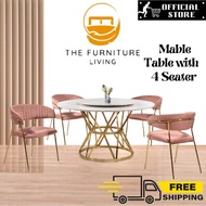 (FREE DELIVERY) 4 Seater Marble Table Top Dining Table Set/ Dining Table 4 Seater/ Meja Marmar/大理石桌子