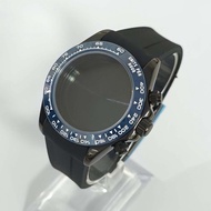 39MM Black PVD Stainless Steel Watch Case + Rubber Watch Strap Watch Parts for VK63 Quartz Movement