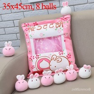⭐Affordable⭐8 Balls Sakura Bunny Rabbit Food Bag Plush Pillow Stuffed Squishy Cartoon Bunny Balls Pudding Candy Bag for