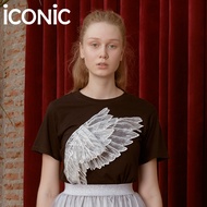 iCONiC BLACK ANGELS WINGS T-shirt #4452 เสื้อยืด ปัก ปีกนก 3 มิติ ตกแต่ง คริสตัล หรูหรา เสื้อยืดแฟชั