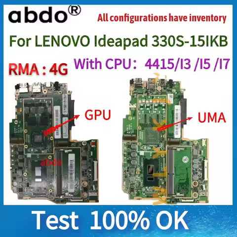 330S-14IKB motherboard.For LENOVO Ideapad 330S-14IKB Laptop Motherboard. GPU or UMA.With 4405/4415 I