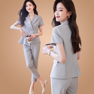 terno for woman formal Coords business attire Summer gray short sleeve suit blazer trousers coordina