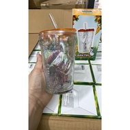 HEART SHOOTING GLASS CUP WITH STRAW/9CM*15CM SUPER BEAUTIFUL THICK CUP