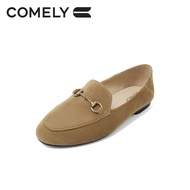 รองเท้าโลฟเฟอร์หนังแท้สำหรับผู้หญิง Comely Spring 2023 รองเท้าหนังแกะทรงหัวมนแบบสวมใส่สบาย สวมใส่ได้