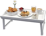 Relaxdays Bamboo Bed Tray, H 20 x W 50 x D 30 cm, Serving Tray with Feet, Handles, Breakfast in Bed,