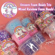 Unicorn &amp; Mixed Rainbow Foam Beads Trio By Slime Fairy