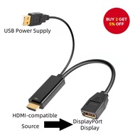 4K 60Hz HDMI to DisplayPort Converter with USB Power for PC Gaming Monitor  Penukar HDMI ke DisplayP