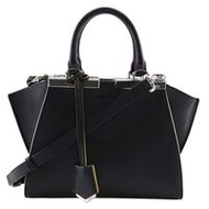 Pre-owned FENDI Petite Troisur handbag, 2-way shoulder bag, 8BH333, made in Italy from black leather