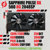 Used XFX RX 580 RX580 8G 8GB D5 DUAL FAN AMD Graphic Graphics Card Grafik Cards Stock GPU