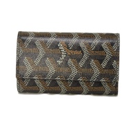 二手GOYARD Saint Michel 鑰匙扣，Goyardine 帆布，Vouselle 小牛皮，銀色，6 個鉤子，按扣，人字紋圖案，黑色鑰匙包