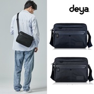 deya-1993 Classic Side Backpack Black Blue-Crossbody Bag Multi-Layer Storage Top Nylon Water-Repelle
