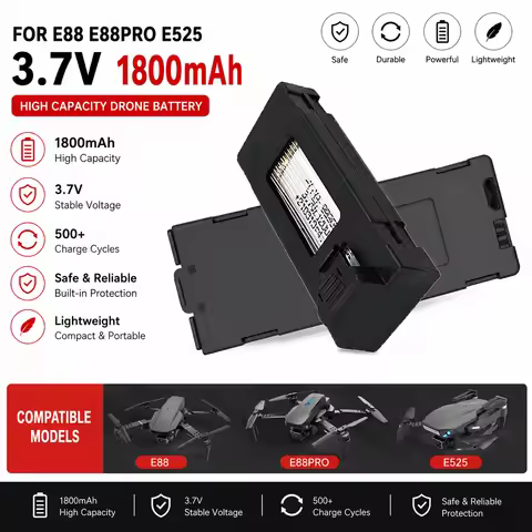 3.7V 1800mAh RC Drone Replacement Battery for E88 E99 P1 K3 P10 A13 S98 E525 Quadcopter