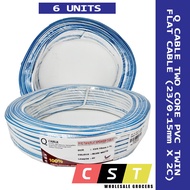 Q CABLE Two Core PVC Twin Flat Cable (23/0.15mm X 2C X 60m)(Blue & White Cable)(100% Pure Copper) X 
