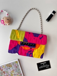 中古包 Chanel 香奈兒 彩色拼接鏈條包
