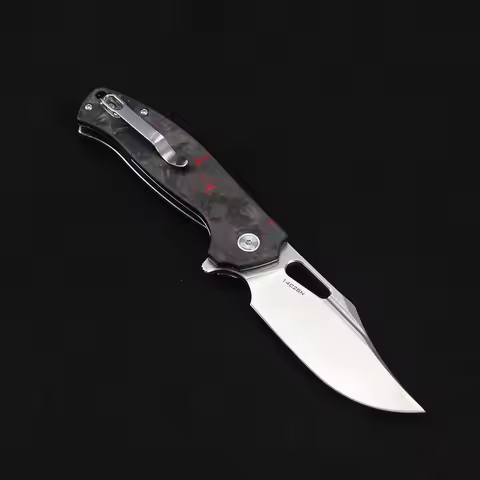 Pocket Folding Knife 14C28N Blade Carbon Fiber Handle Ball-Bearing Outdoor Hiking Camping Cutting Kn