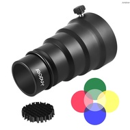 [Andoer] Andoer 98mm Mini Flash Mount Metal Snoot with Honeycomb Grid 5pcs Color Filter Kit for Neew