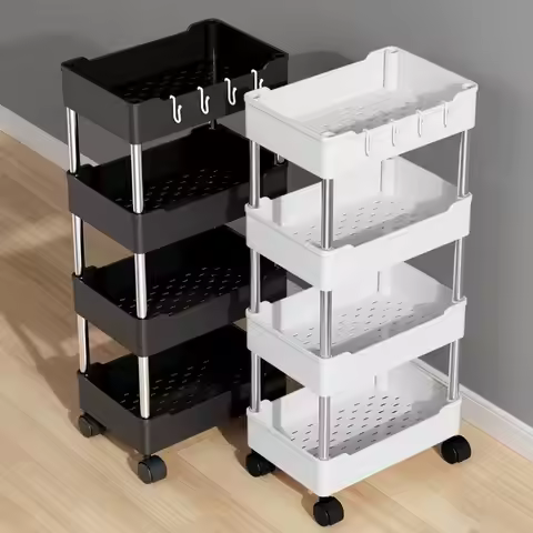 3/4 Layer Removable Gap Storage Rack Push Trolley Shelf Bathroom Storage Rack Kitchen Gap Shelves Si