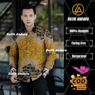 Batik Andaru Baju Kemeja Batik Pria Slimfit Lengan Panjang Bahan Katun Premium Lapis Furing Warna Ku