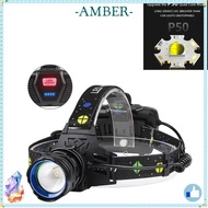 AMBER Powerful Flashlight, White Light Powerful Flashlight LED Headlamp, Adjustable 30W Rechargeable