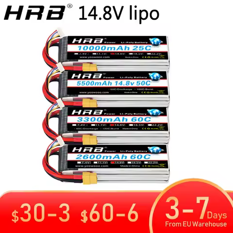 HRB Lipo Battery 4S 14.8V 5000mah 6000mah 2200mah 1500 1800 2600 3000 3300mah 4000mah 10000mah 12000