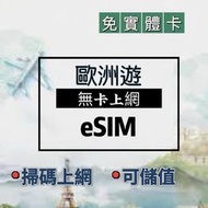 歐洲上網30天吃到飽12天3GB 15天6GB後降速 歐洲網卡 網路sim卡 高速上網 熱點分享 ESIM 可儲值30日