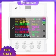 AT4PW Volt Amp Kwh Frequency Factor Meter AC 110V 220V 100A WiFi Digital Power Energy Din Rail Monit